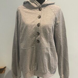 Gray Button-Up Hoodie